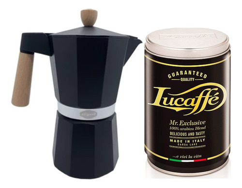 Cafetera Italiana 6 Tazas + Café Lucaffe Mr Exclusive 250 Gr