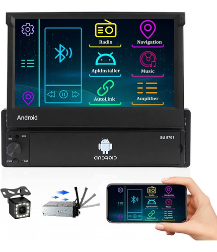 Android Radio Gps Pantalla Táctil Retráctil De Un Solo Din D