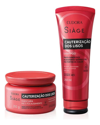 Kit Siàge Cauterização Dos Lisos: Shampoo 250ml + Máscara