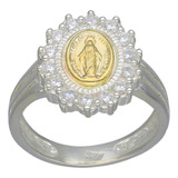 Anillo Virgen Milagrosa De Los Rayos, Plata 925 Y Oro 18 K