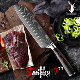 Cuchillo Cocina Profesional Chef Damasco Santoku 7in Yusenzu