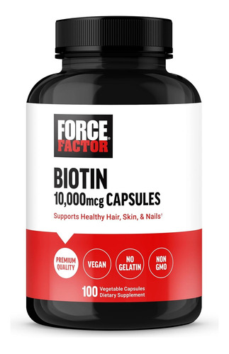 Biotina 10000 Mcg Force Factor Prime Hair Skin Nails 100caps