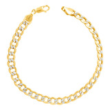 Pulso Pulsera Barbada Diamantada Cuban 6.5mm 21cm Oro 10k 