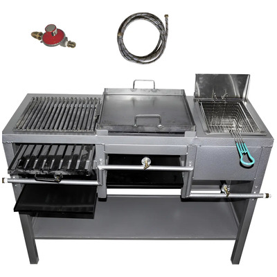 Freidora Plancha Asador 3 En 1 Industrial Gas Lp 5l Soluchef Aluminio