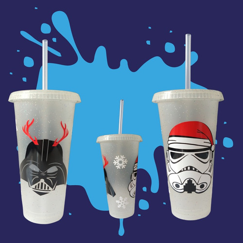 Vaso Personalizado Star Wars Darth Vader Navidad Con Popote