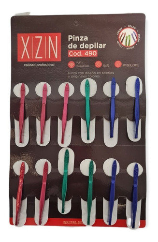 Pinza Para Depilar Xzn Punta Diamantada Color P490 X Unidad