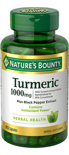 Curcuma 1000 Mg Mas Extracto De Pimienta Negra 60 Capsulas