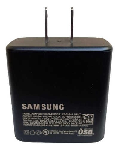 Cargador Samsung Turbo Adapter 45w Tipo C Black Promoción 