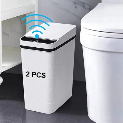 TAPHOO 2 pequeños botes de basura automáticos para baño con tapa, bote de basura eléctrico sin contacto de 12L, bote de basura inteligente con sensor de movimiento, cubo de basura de plástico | Envío gratis