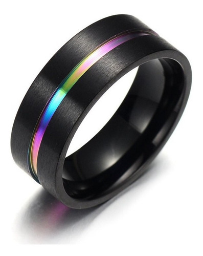 Anel Preto Color Aço 316 Fosco Elegante Magnética Equilíbrio