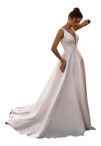 Vestido De Casamento Simples Com Cauda Modelo Jéssica
