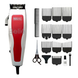 Kit Completo De Corte Wahl 17 Pz Casera Potente Con Estuche Color Rojo