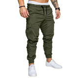 Pantalon Cargo Hombre Gabardina Elastizada Jogger Bolsillos