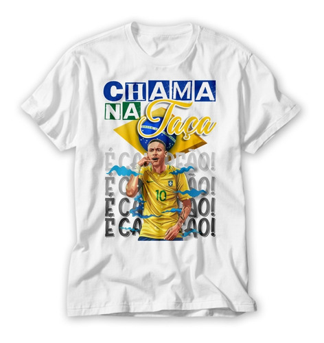Camiseta Brasil Copa Do Mundo Seleção Chama Na Taça Futebol 