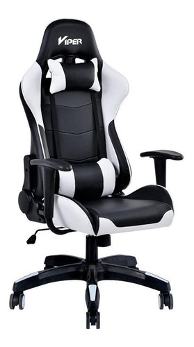 Silla De Escritorio Donna Viper Gamer Ergonómica  Negra Y Blanca Con Tapizado De Cuero Sintético