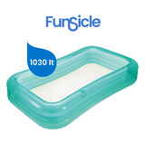 Pileta Inflable Rectangular Funsicle 1030lts Facil Armado Color Celeste