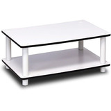 Furinno  Mesa De Centro De 2 Niveles, Blanca Con Tubos Blan.