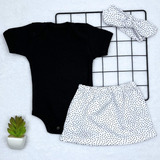 Conjunto Roupa Bebê Menina Body Básico Liso E Saia C20386