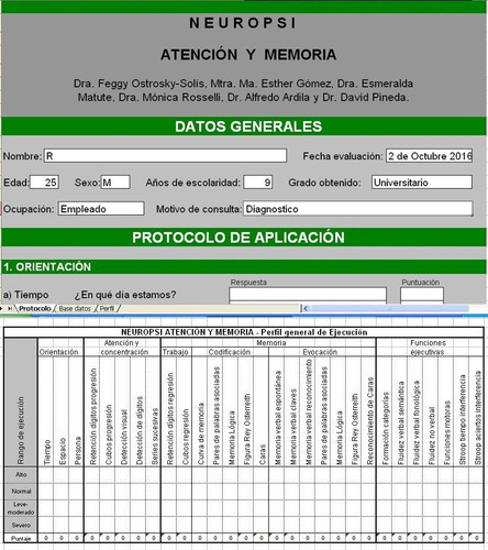 Test Neuropsi Atencion Y Memoria Aym 6 A 85 Años Automatizad