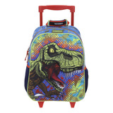 Mochila Ruedas Chenson Preescolar Kinder Dinosaurio Rex Co65768-9 Coleccion Sidarta Carro De Fabrica Reforzado Color Azul