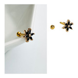 Piercing Hombre Mujer Acero Inoxidable Piercing Flor Negra