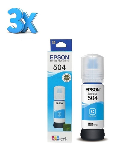 Kit 03 Tinta Ciano Original Epson T504220 T504 L6191 L6171