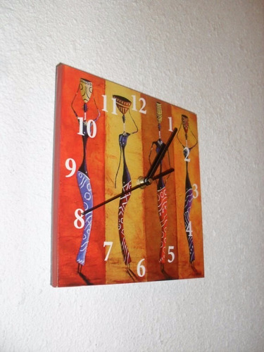 Reloj De Pared (25x25) Arte Cultura Africanas Diseño Color