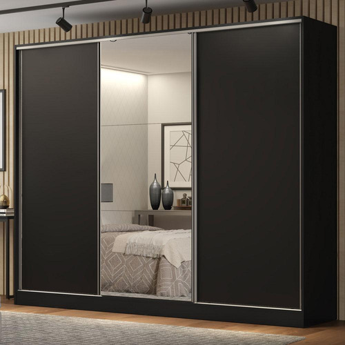 Guarda Roupa Casal 100% Mdf Madesa Royale 3 Portas Espelho