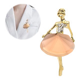 Broche Pin Bailarina Ballet Cristales Zirconia Gold Filled