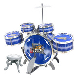 Bateria Para Criança Musical Infantil Com Pedal E Banco Rock