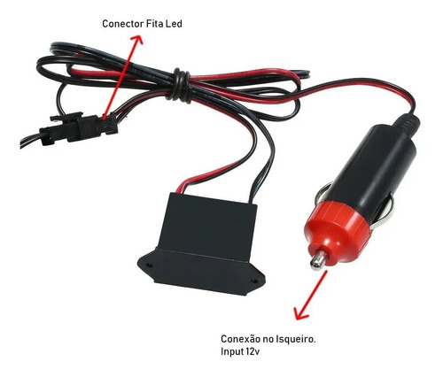 Adaptador Cinzeiro 12v Fio De Neon El Wire Para Carro E Moto