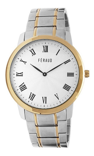 Reloj Feraud Hombre Acero Con Dorado Numeros Romanos Lf20059