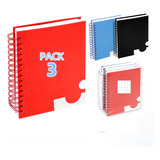 Pack 3 Libretas Cuaderno Pasta Dura Profesional 100h 28x21cm