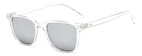 Óculos De Sol Quadrado Transparente  Vintage Tartaruga Preto Cor Da Armação Preto Cor Da Lente Espelhado Desenho Quadrado