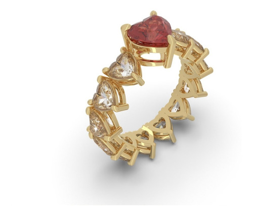 Anillo Oro Rosado 18k Corazones