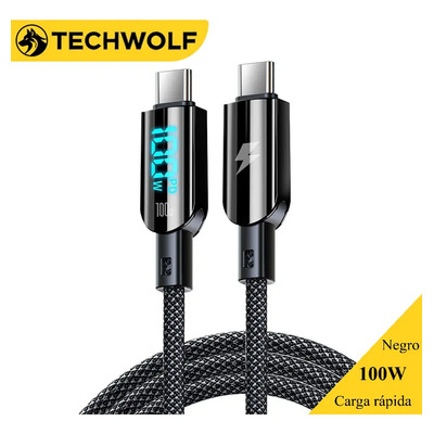 Cable Usb C A Tipo C Cable Carga Rapida Con Pantalla Digital, Techwolf Cable De Datos Para Teléfonos Y Tabletas 1.2m | Envío gratis