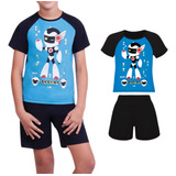 Pijama Infantil Lupo Curto 100% Algodão Robozinho Menino