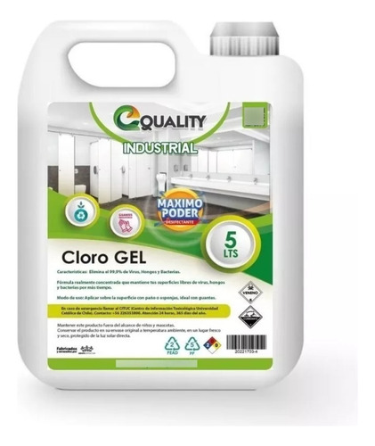 Cloro Gel Concentrado Industrial 5 Lts Cloro Desinfectante 