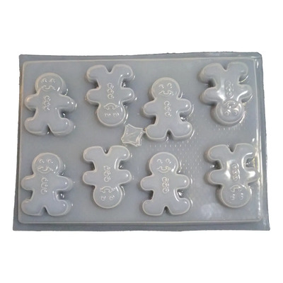 Molde Para Gelatina Chocolate 8 Galletas Muñecos De Jengibre Blanco