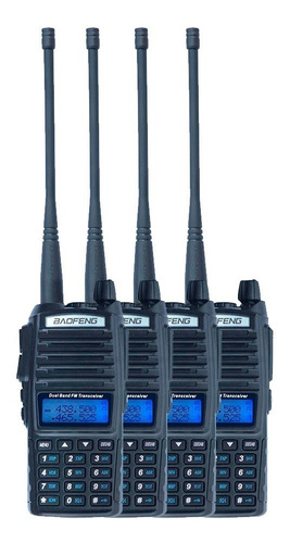 Kit X 4 Handy Baofeng Uv82 10w Bibanda Radio Walkie Talkie Vhf Uhf + Auricular Manos Libres