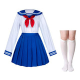 Conjunto De Disfraz Uniforme Escolar Japonés Con Falda Plisa