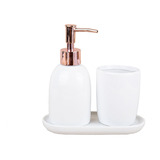 Conjunto Para Banheiro Em Ceramica Kit 3 Pcs Porta Sabonete