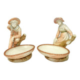 Antiguo Par De Figuras De Niños Porcelana Royal Worcester 