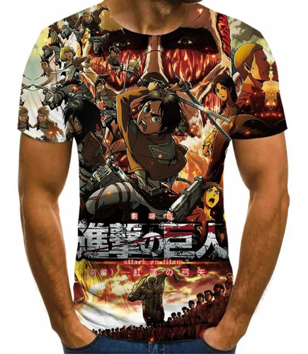 Camiseta Attack On Titán De Manga Corta
