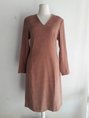 Vestido Vintage Escote En V Color Beige Talle M