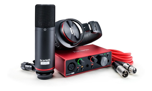 Kit Solo Studio Interface C/ Microfone Headphone - Focusrite - Com Nota Fiscal E Garantia De 2 Anos Proshows!