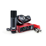 Kit Solo Studio Interface C/ Microfone Headphone - Focusrite - Com Nota Fiscal E Garantia De 2 Anos Proshows!