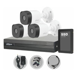 Kit Seguridad Dahua Cctv Dvr 4ch Hd + 3 Camara 720p + Disco