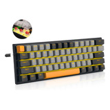 Terport Teclado Gamer 60% E-yooso Z11 Inglés Us Luz Amarilla, Switch Outemu Rojo Hotswap, Color Gris/negro