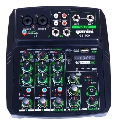 Mini Mixer 4 Channel Gemini Ge4ch Bluetooth Audioimport